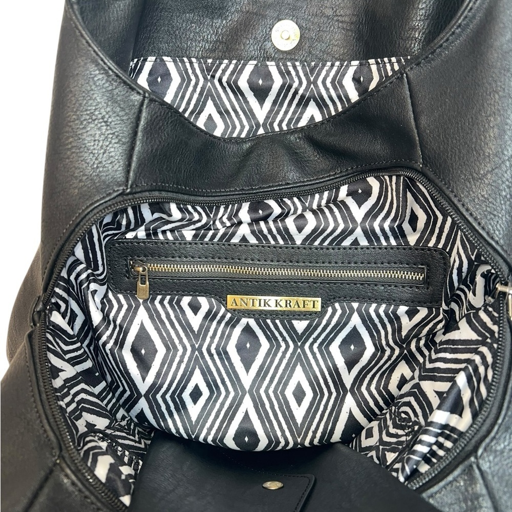 Antik Kraft Black Vegan Leather Bag - Picture 5 of 7